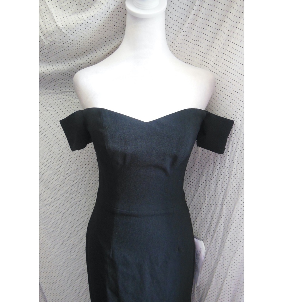 NEW DRESS THE POPULATION Black BAILEY Off The Shoulder BODYCON Midi DRESS XS - Picture 4 of 9